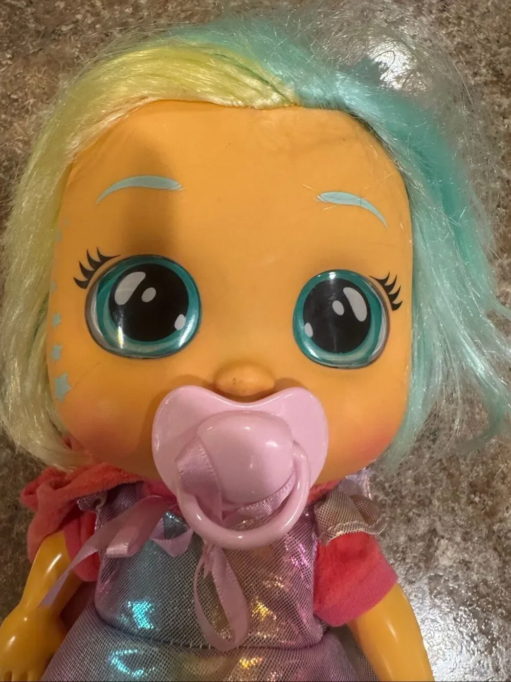 Cry Babies Dressy Fantasy Hannah Doll 12” Interactive Rainbow Hair Pacifier